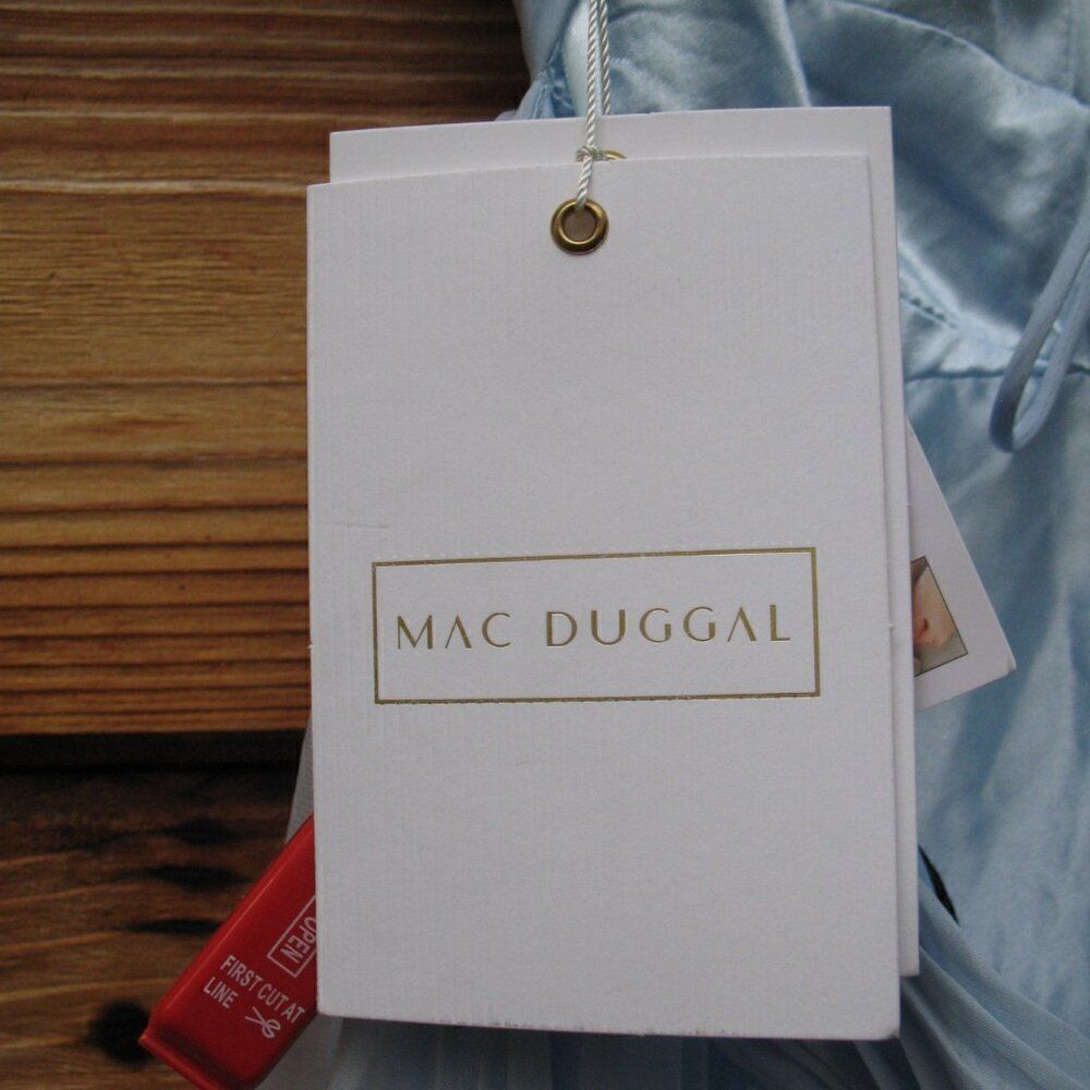 NWT Mac Duggal 67911 Ruffled Tiered Cut Out Chiffon Gown Dress Blue 2 - Picture 14 of 15